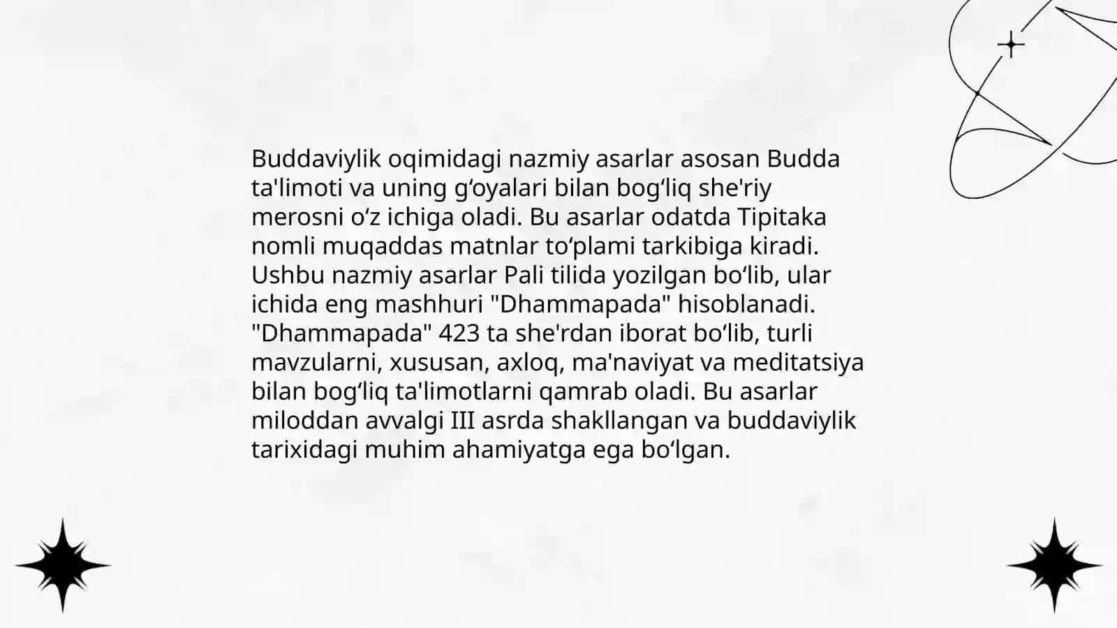 Buddaviylik oqimidagi adabiyotlarning matniy xususiyatlarini o'rganish 3
