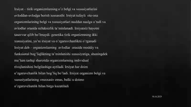 Irsiyatning moddiy asoslari 3