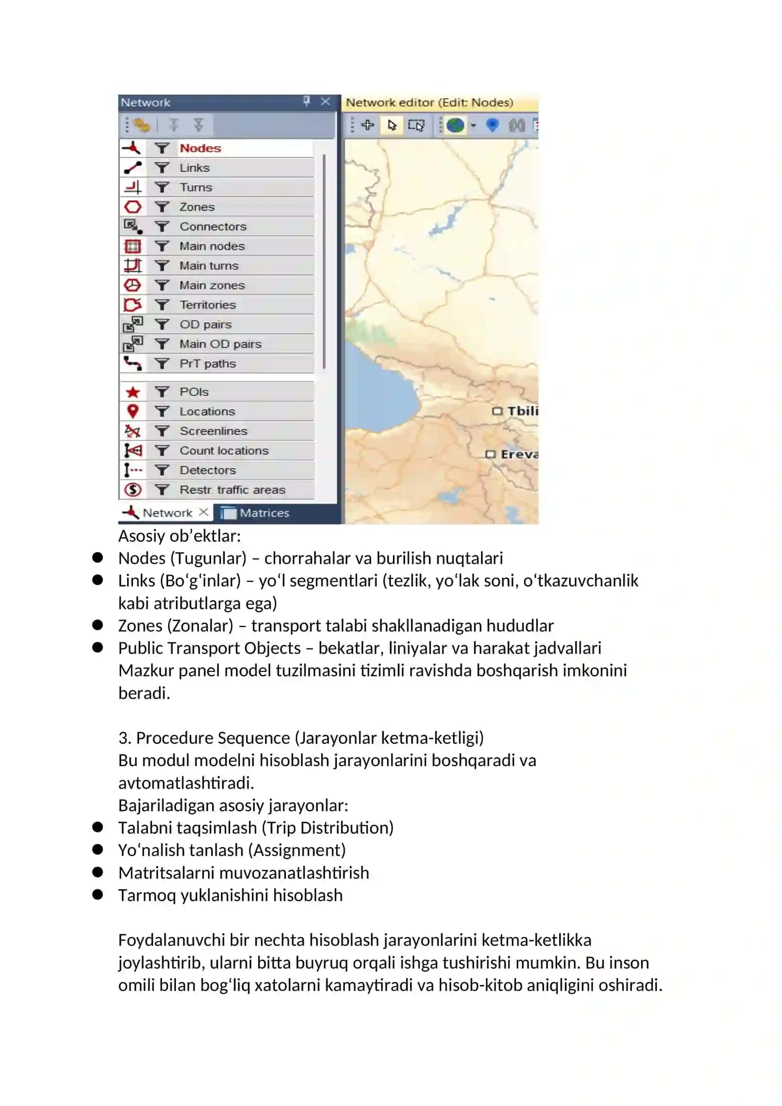 PTV Visum dasturi interfeysi 3