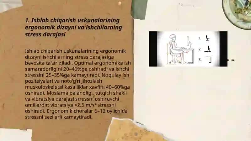 Ishlab chiqarishda uskunlarning dizayni va ergonomikasining ishchilarning psixikasiga ta'siri 3