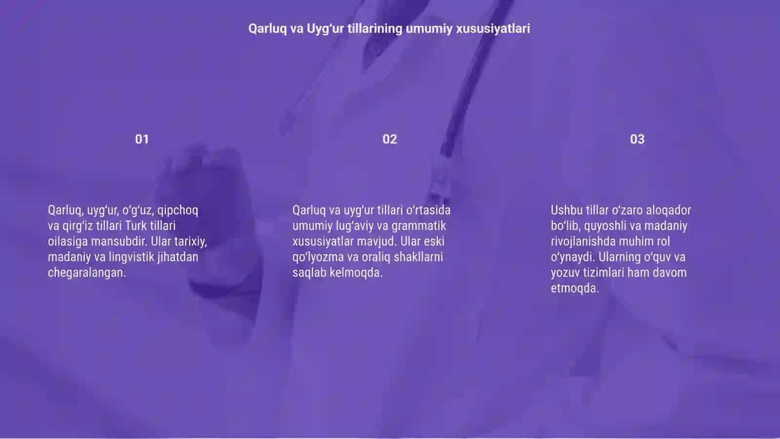 Qarluq, uyg‘ur, oʻg‘uz, qipchoq, qirg‘iz guruhlariga kiradigan tillar haqida tushuncha 3