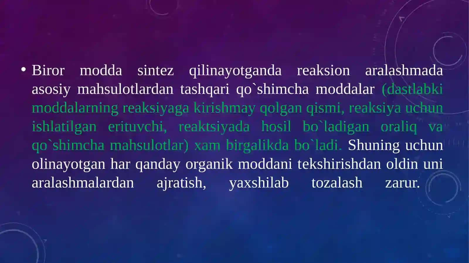 Organik birikmalar ni ajratish va tozalashning asosiy usullari 3