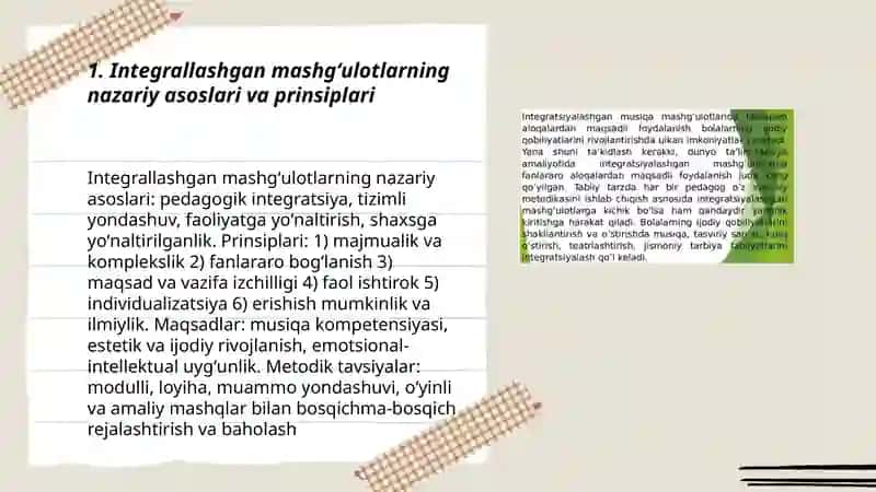 Musiqa mashgʻulotlarida integrallashgan mashgʻulotlarni tashkil etish metodikasi 3