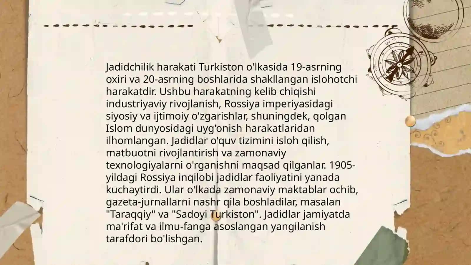 Turkiston o'lkasi jadidchilik harakati namayondalari va ularning milliy uyg'onishda va o'zlikni anglashda tutgan o'rni 3