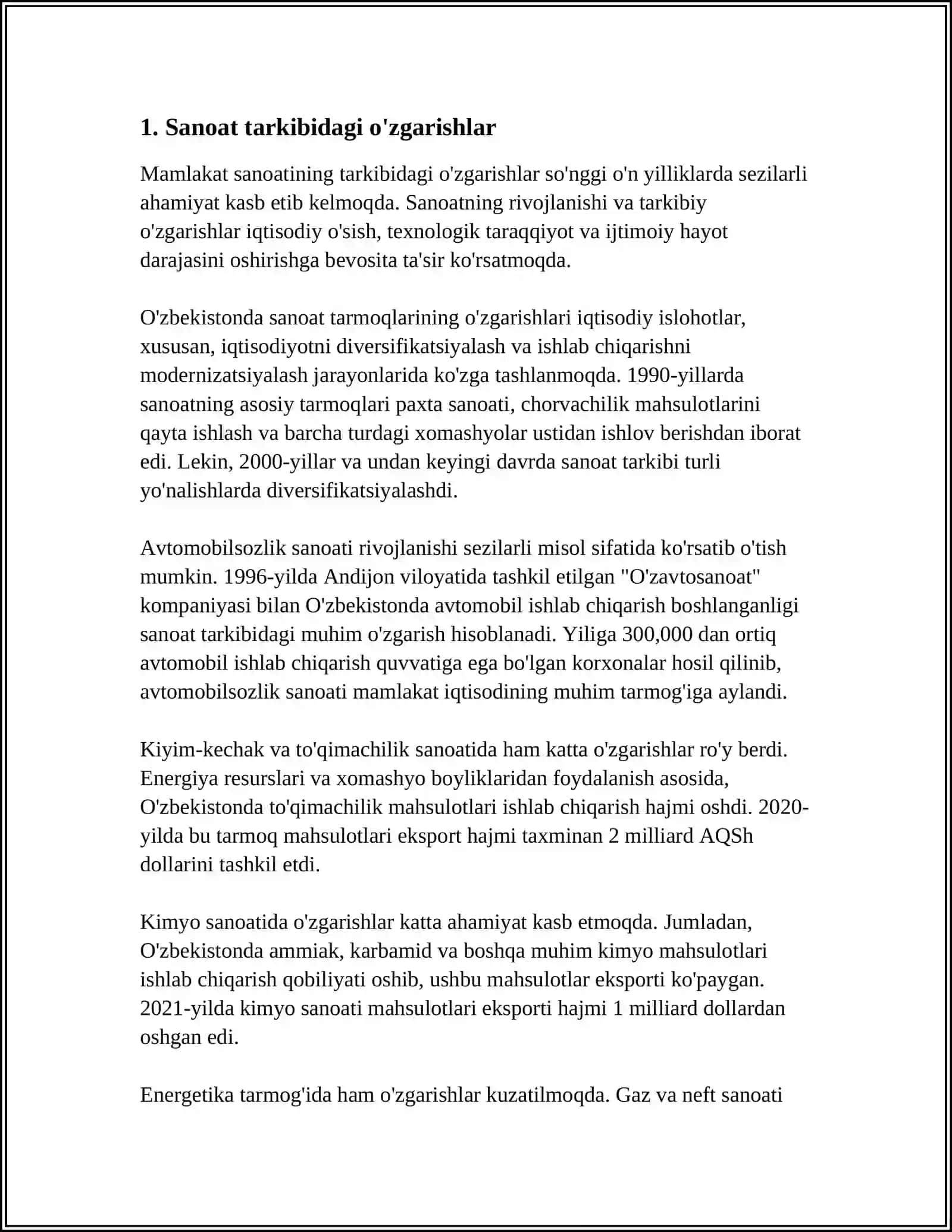IQTISODIYOTDAGI TARKIBIY O'ZGARISHLAR VA UNING IQTISODIY MUVOZANATGA TA'SIRI 3