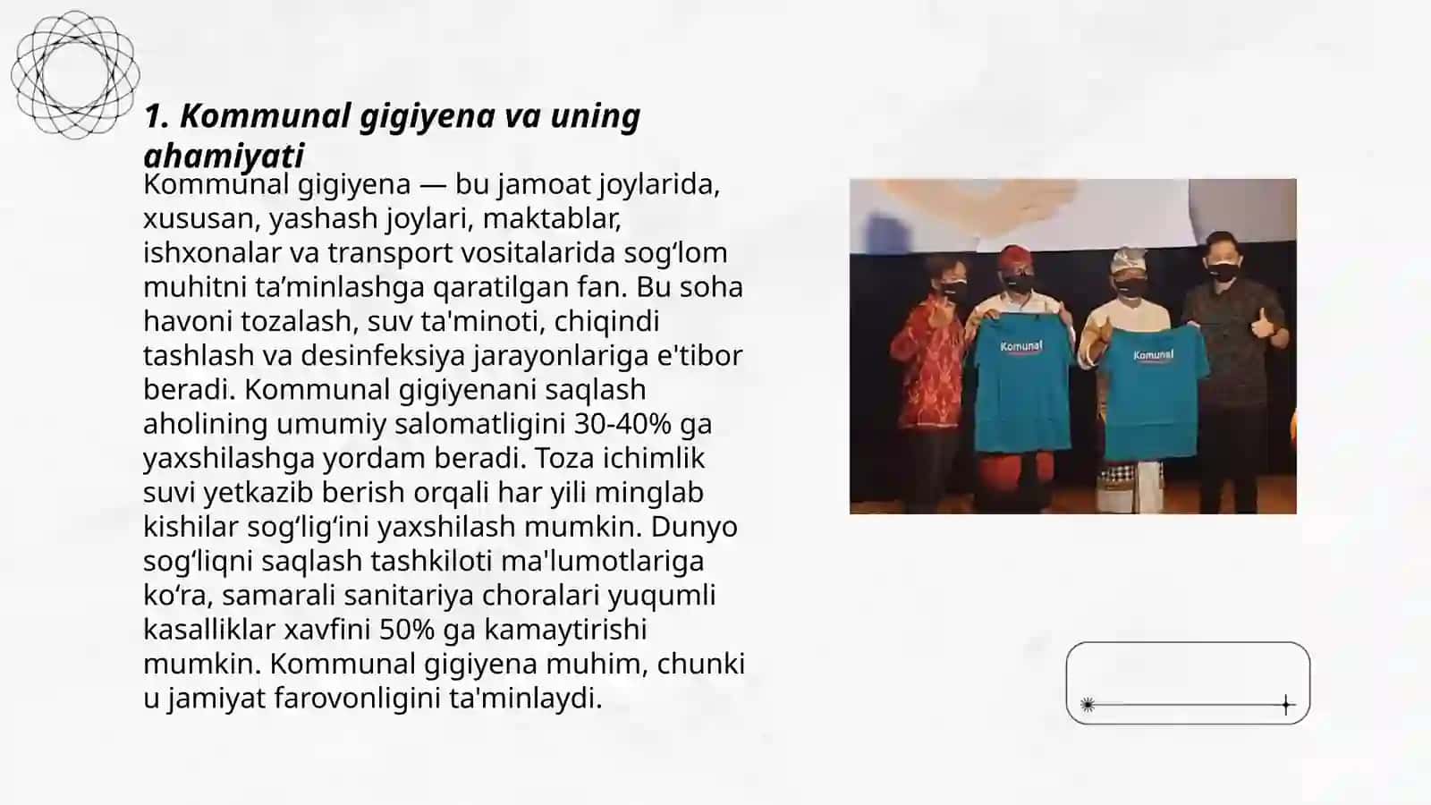 Kammunal gigiyenani o'rganishda shifokorning vazifalari. Kommunal obektlar haqida tushuncha 3