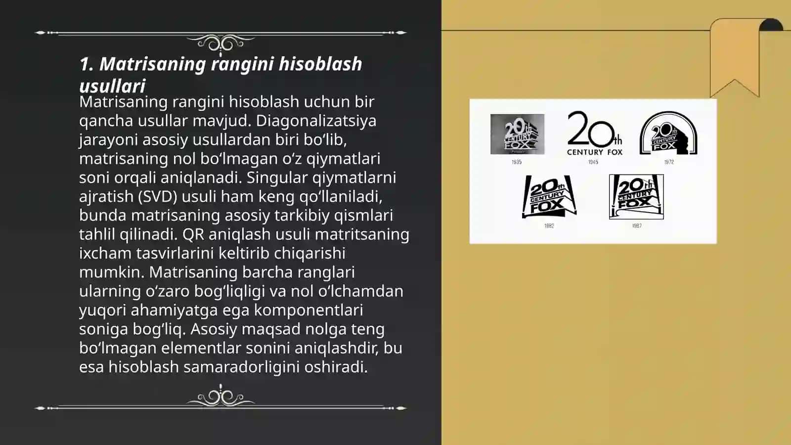 Matrisaning rangini hisoblash usullari 3