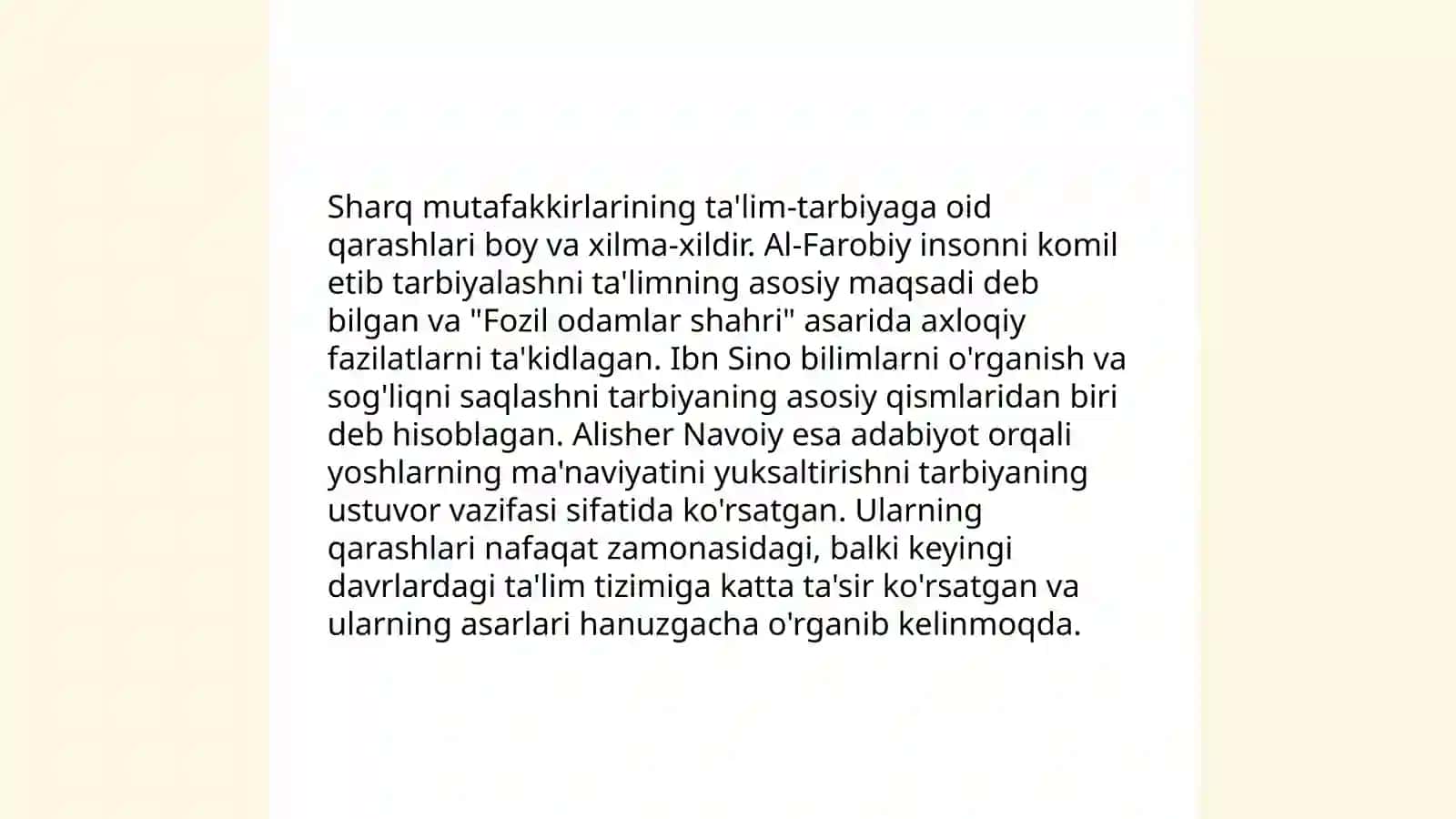 Sharq mutafakkirlarining kasbiy pedagogik faoliyatini shakllantirishga oid qarashlar 3