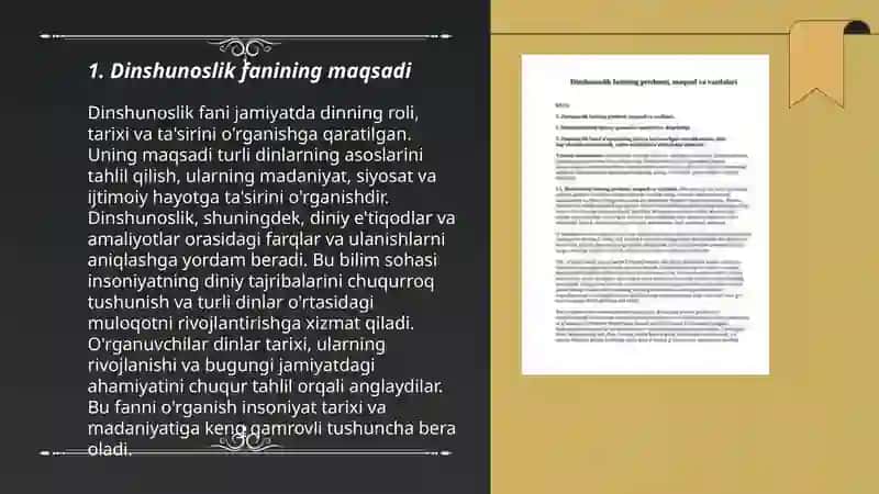Dinshunoslik fani maqsad va vazifalari 3
