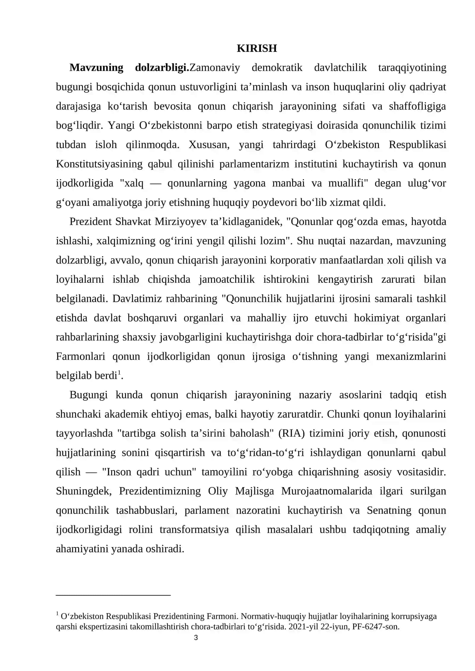 Qonun chiqarish jarayonining nazariy asoslari kurs ishi 3