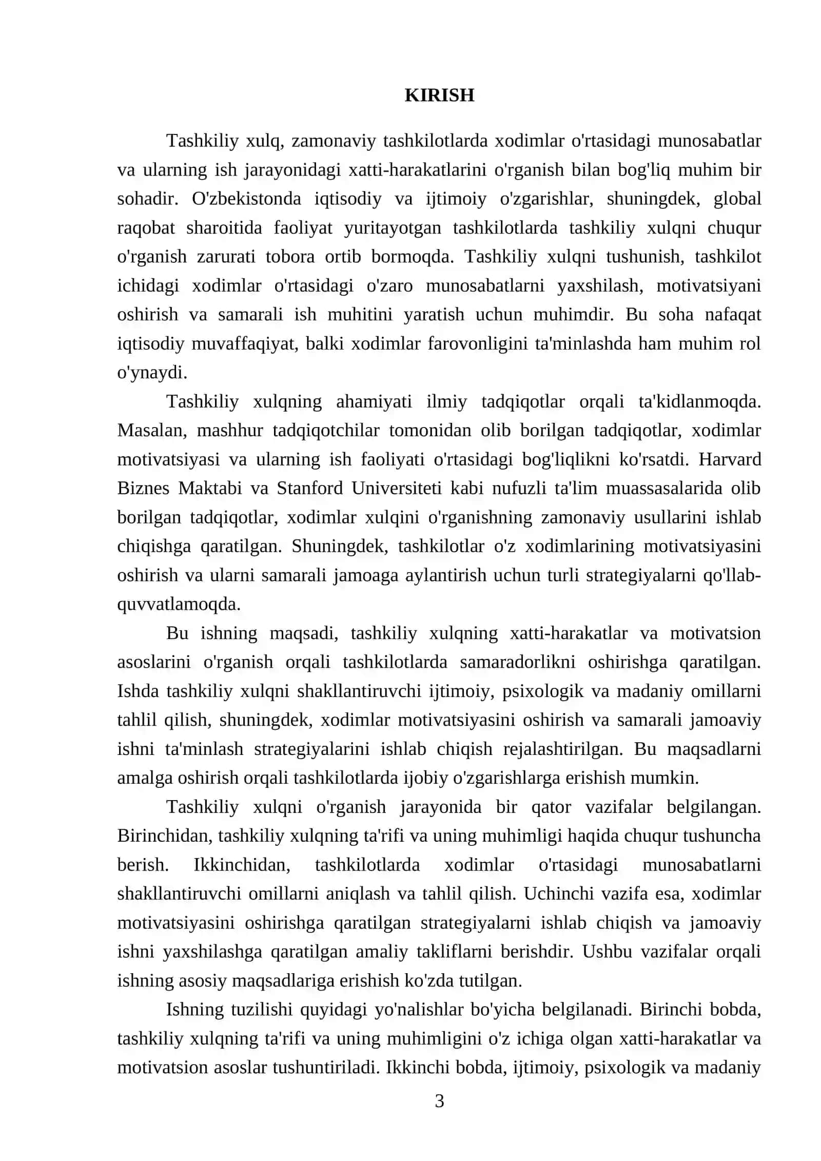Tashkiliy xulq: xatti-harakatlar va motivatsion asoslar 3