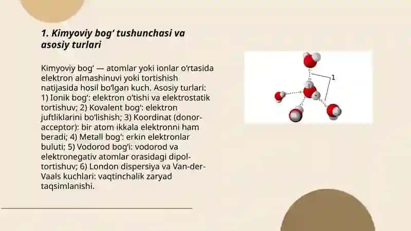 Kimyoviy bog‘ning asosiy xususiyatlari va hosil bo‘lish mexanizmi 3
