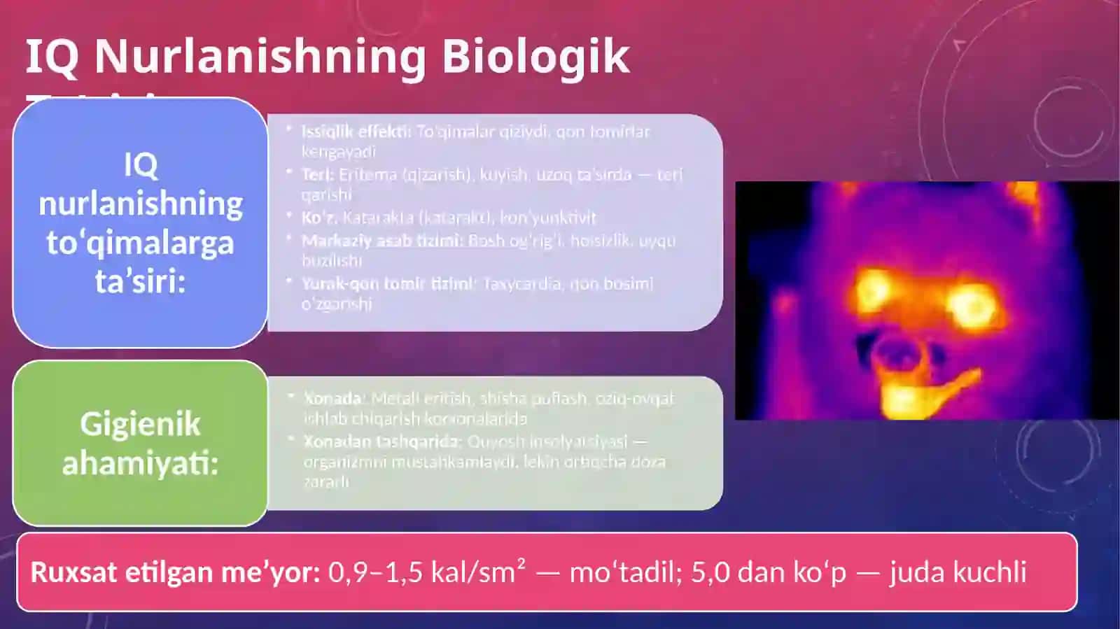 INFRQIZIL VA ULTRABINAFSHA RADIATSIYANING JADALLIGINI TEKSHIRISH VA BAHOLASH HAMDA DPM LARDA DOZIMETRIK-RADIOMETRIK NAZORAT 3