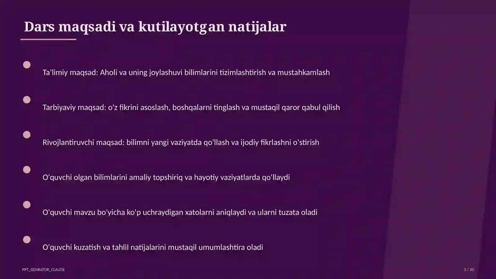Aholi va uning joylashuvi (6-sinf) 3