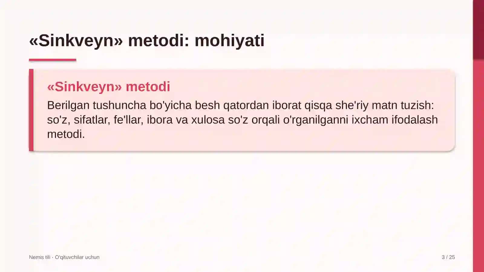 nemis tili darslarida sinkveyn metodidan foydalanish 7709 3
