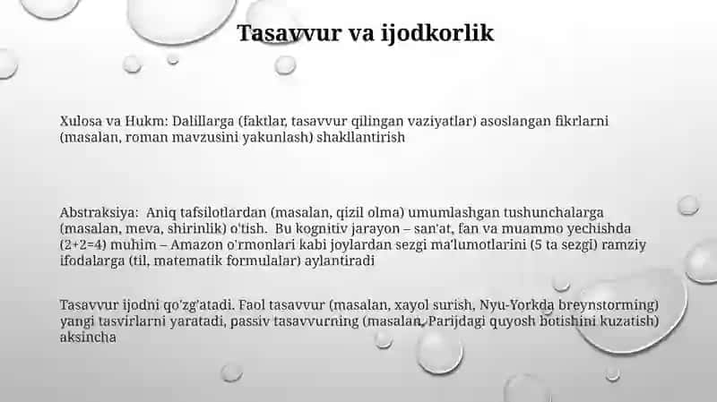 Abdtraksiyatushunchasi.Xulosavahukm.Aktivvapassivxayol,xayolturlari 3