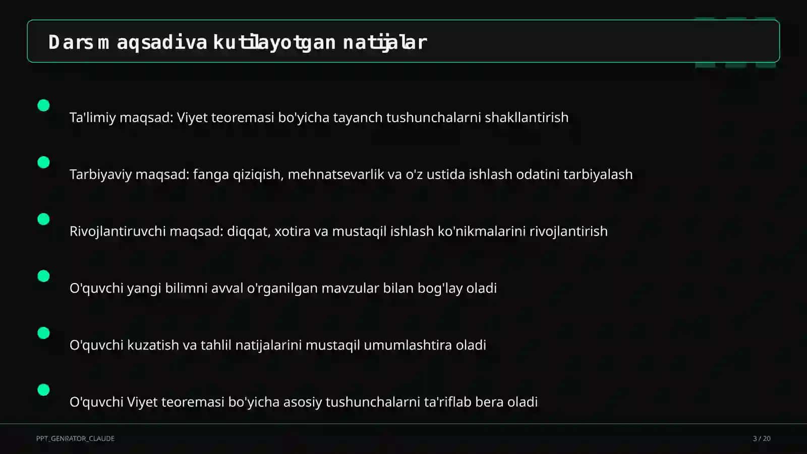 Viyet teoremasi (8-sinf) 3