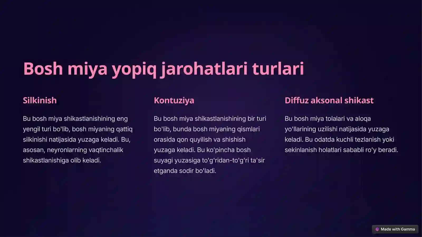 Bosh miya yopiq jarohatlari 3