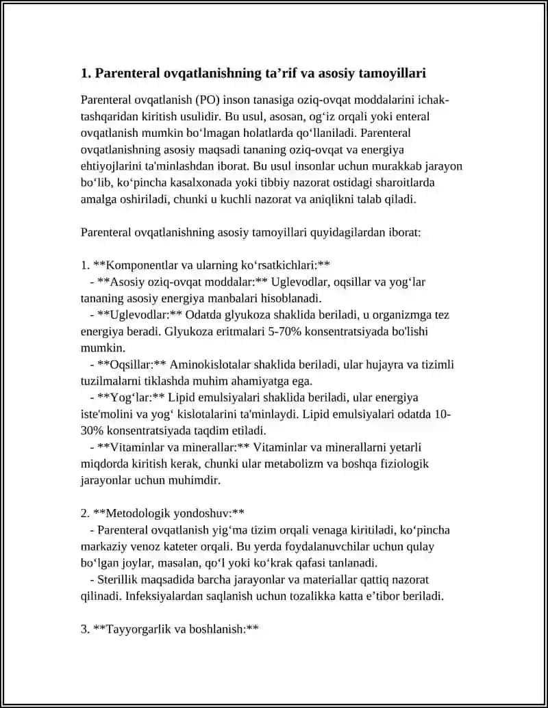 Parenteral ovqatlanish va uning klinik ahamiyati 3