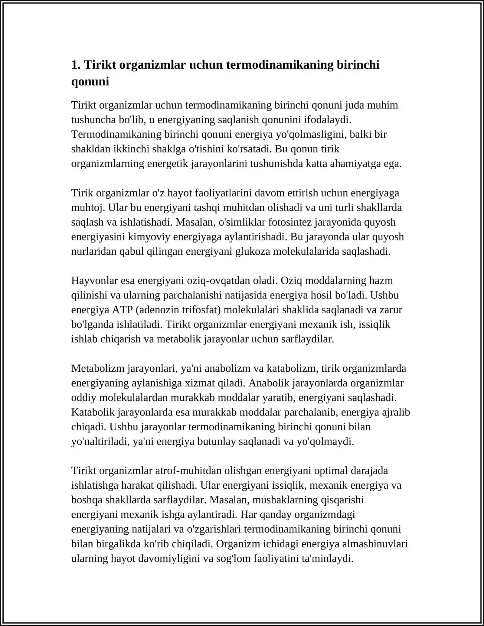 TIRIK ORGANIZMLAR UCHUN TERMODINAMIKA QONUNLARI. TERMOGRAFIYA VA UNING DIAGNOSTIKADA ROLI 3