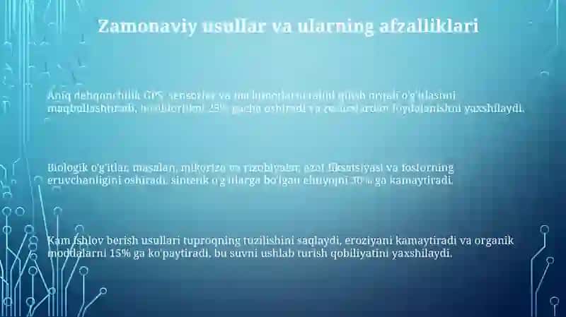 Tuproq unumdorligini oshirishning zamonaviy usullari 3