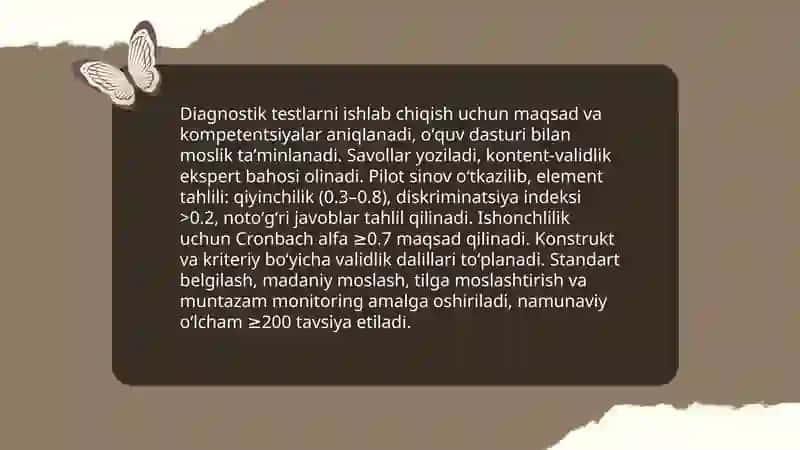Diagnostik testlar ishlab chiqish 3