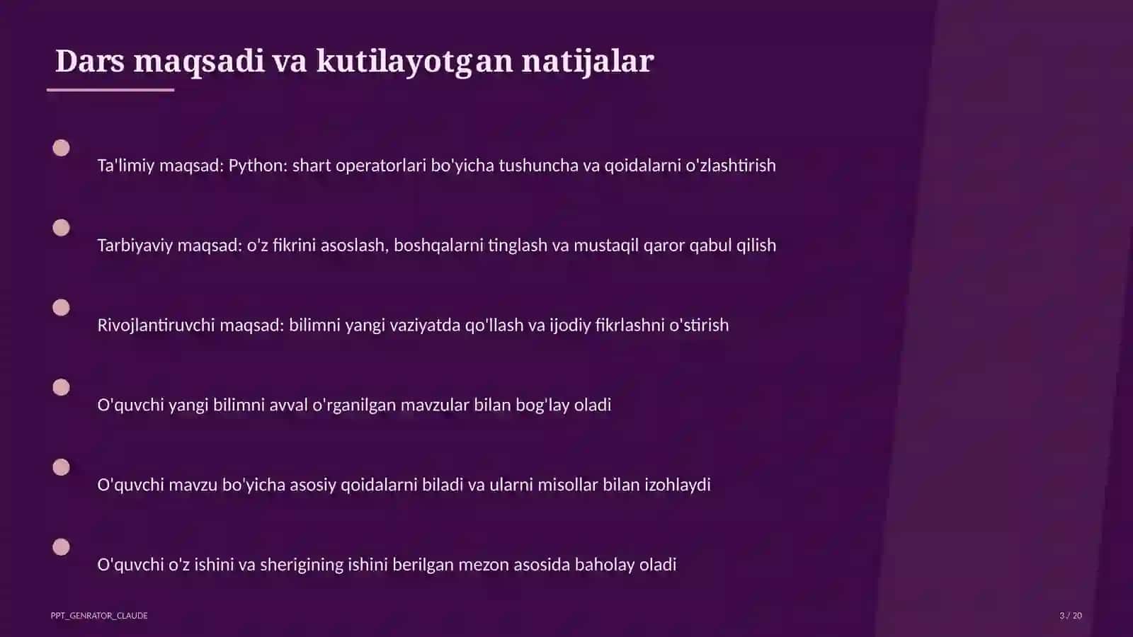 Python: shart operatorlari (8-sinf) 3