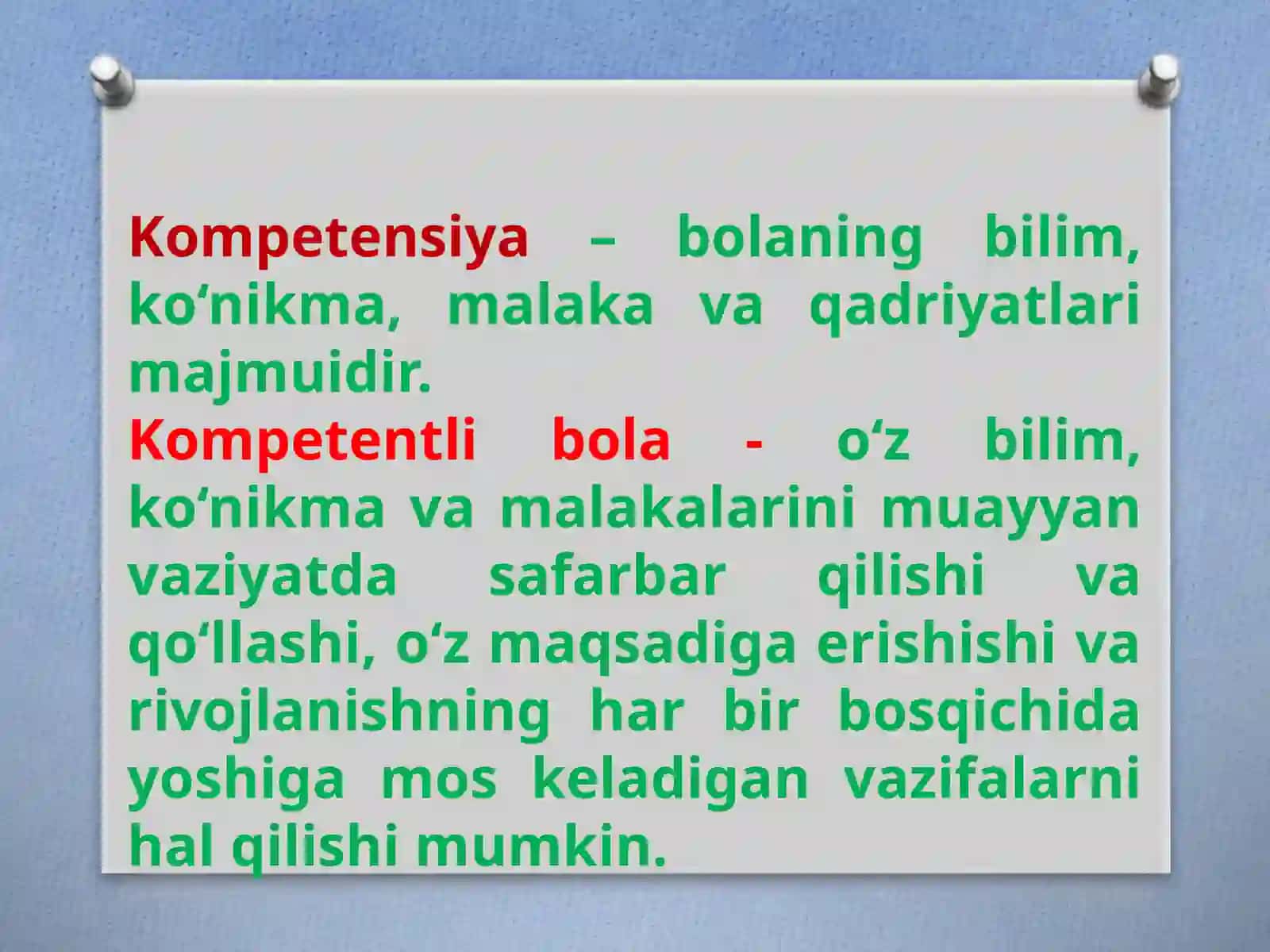 Bolaning rivojlanish sohalari kompetensiyalari 3