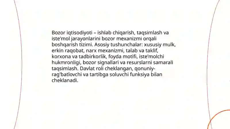 Bozor iqtisodiyotining mazmuni va asosiy belgilari 3