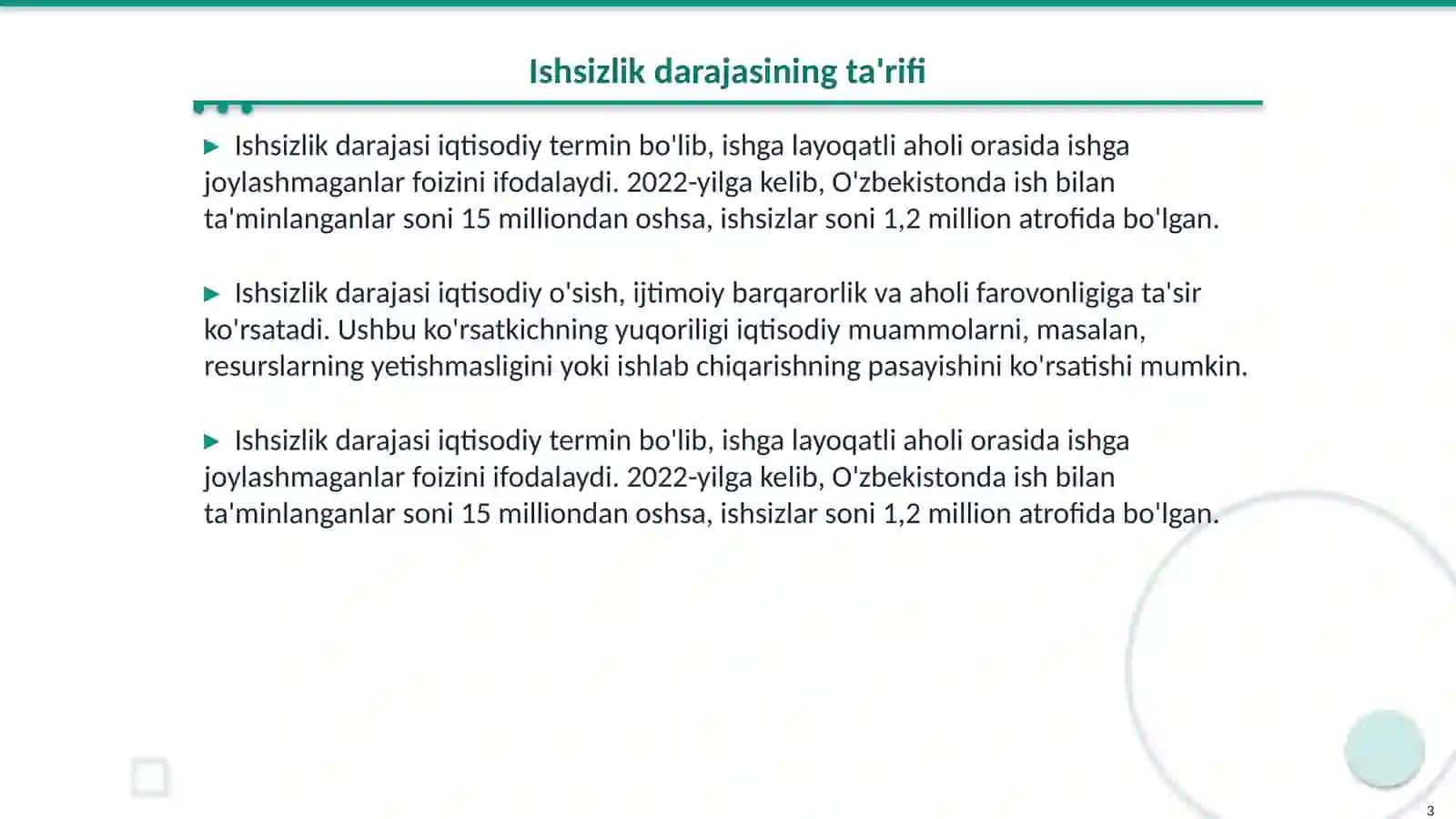 Ishsizlik darajasi tushunchasisi 3