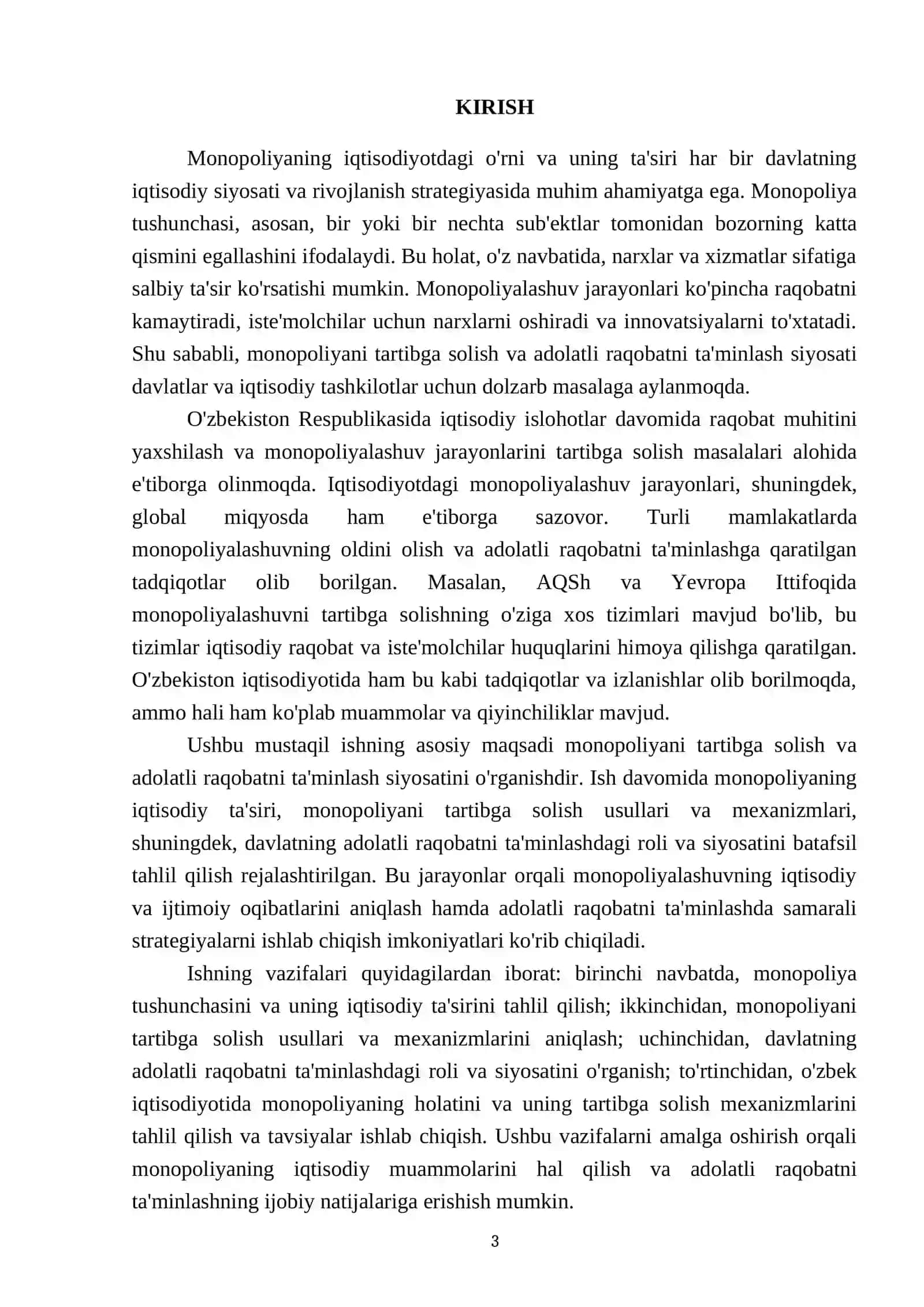 Monopoliyani tartibga solish va adolatli raqobatni taʼminlash siyosati 3