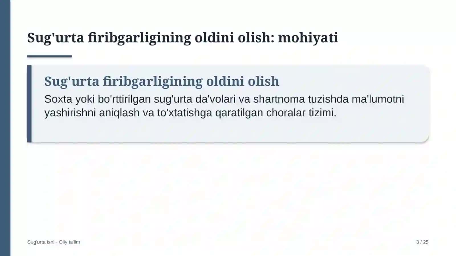 suzish havzalarida sug'urta firibgarligining oldini olish 9634 3