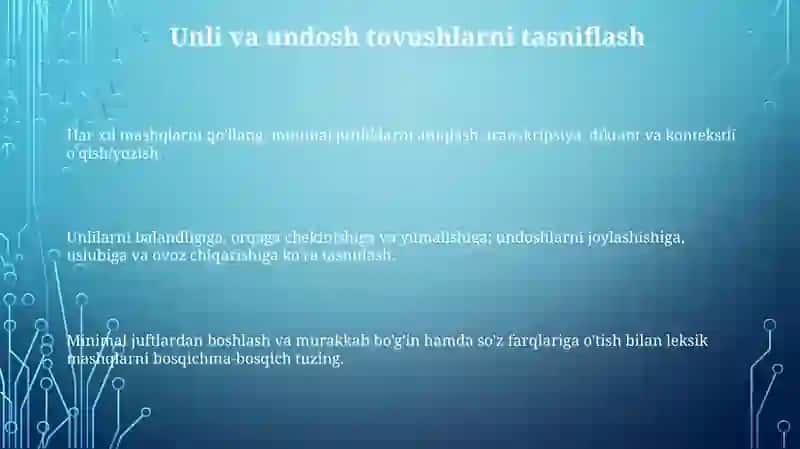 Unli va undosh tovushlarni òrganishda leksik mashqlarni tashkil etish 3
