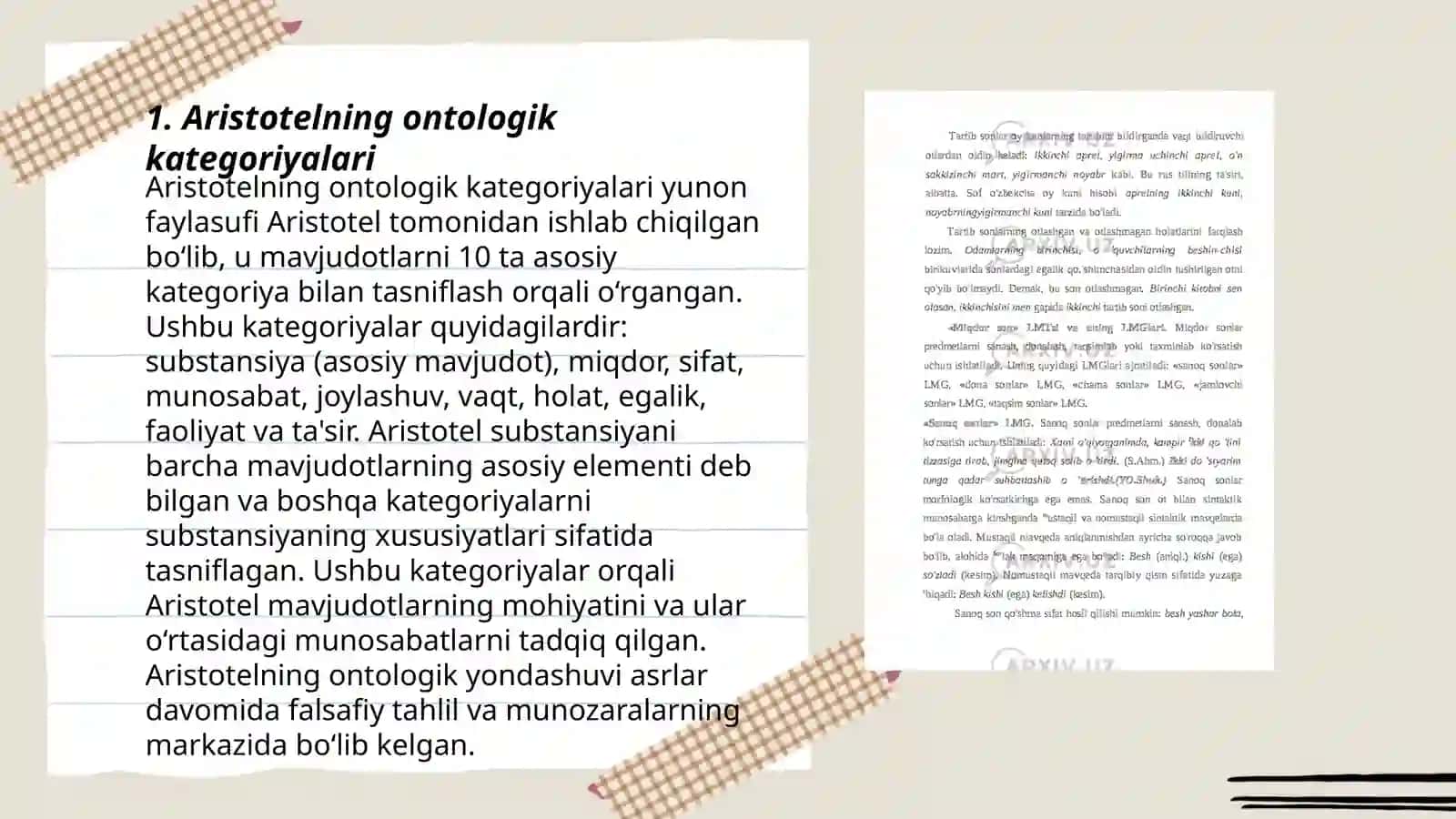 Aristotel Farobiy Kant ontologiyasida kategoriyalarning tasnifi 3