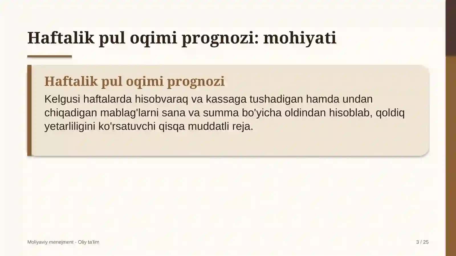 startaplarda haftalik pul oqimi prognozini tuzish 5695 3