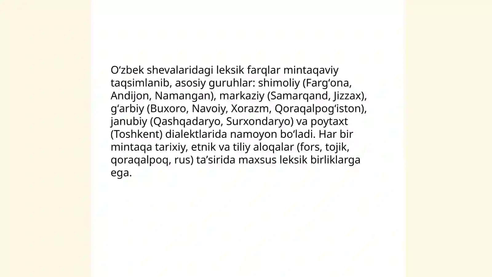 Oʻzbek shevalarining leksik xususiyatlari 3