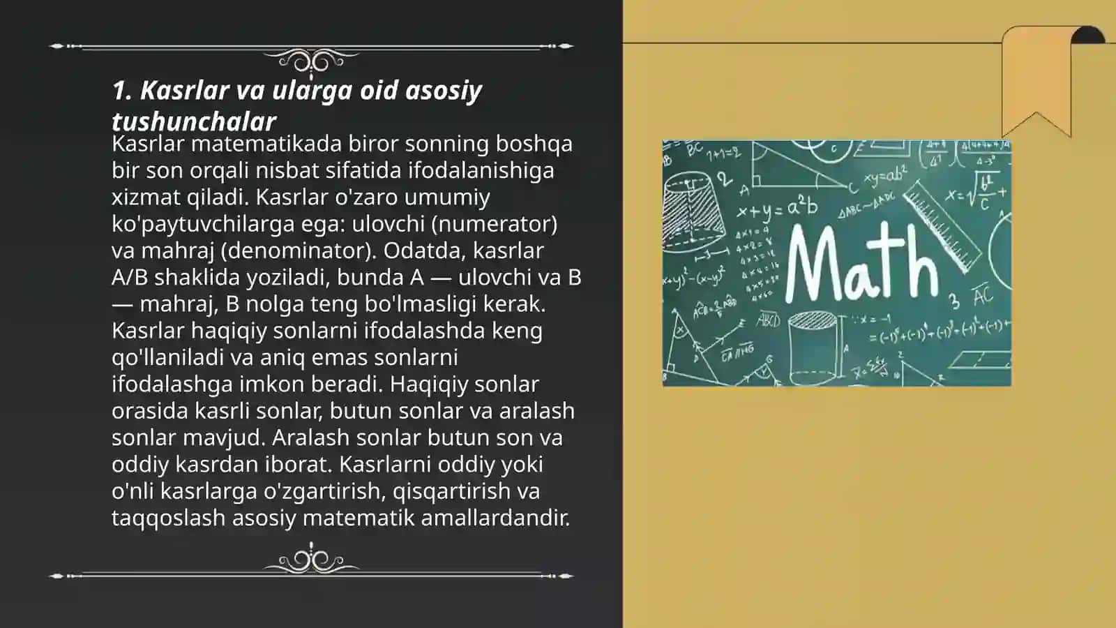 Kasrlar ustida amallar 3