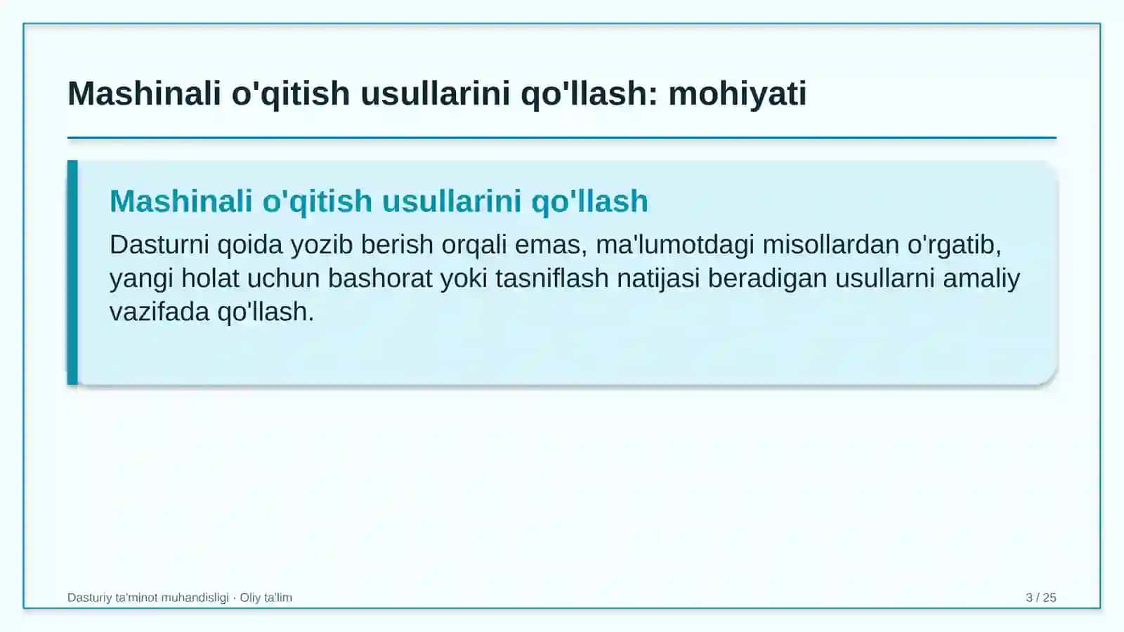 DASTURIY TA'MINOT MUHANDISLIGI · OLIY TA'LIM 3