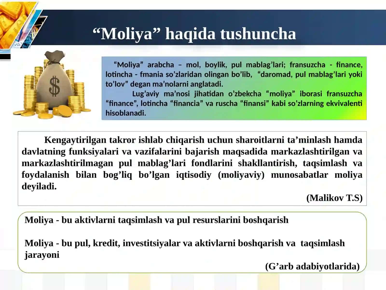 Moliya faniga kirish 3