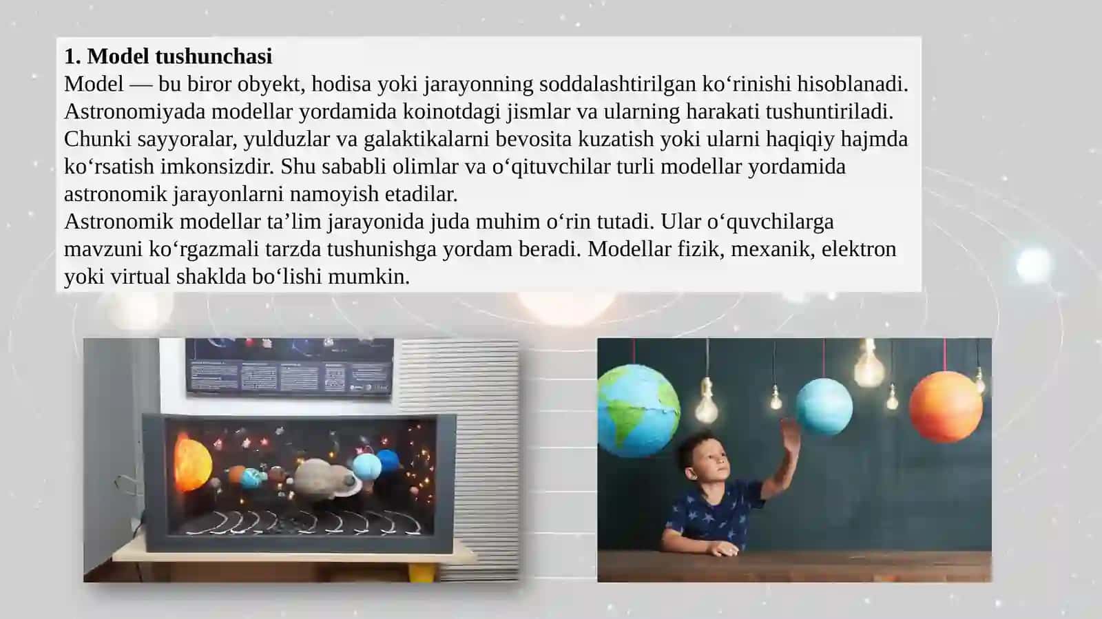 Astronomiyadan modellarni namoyish etish 3