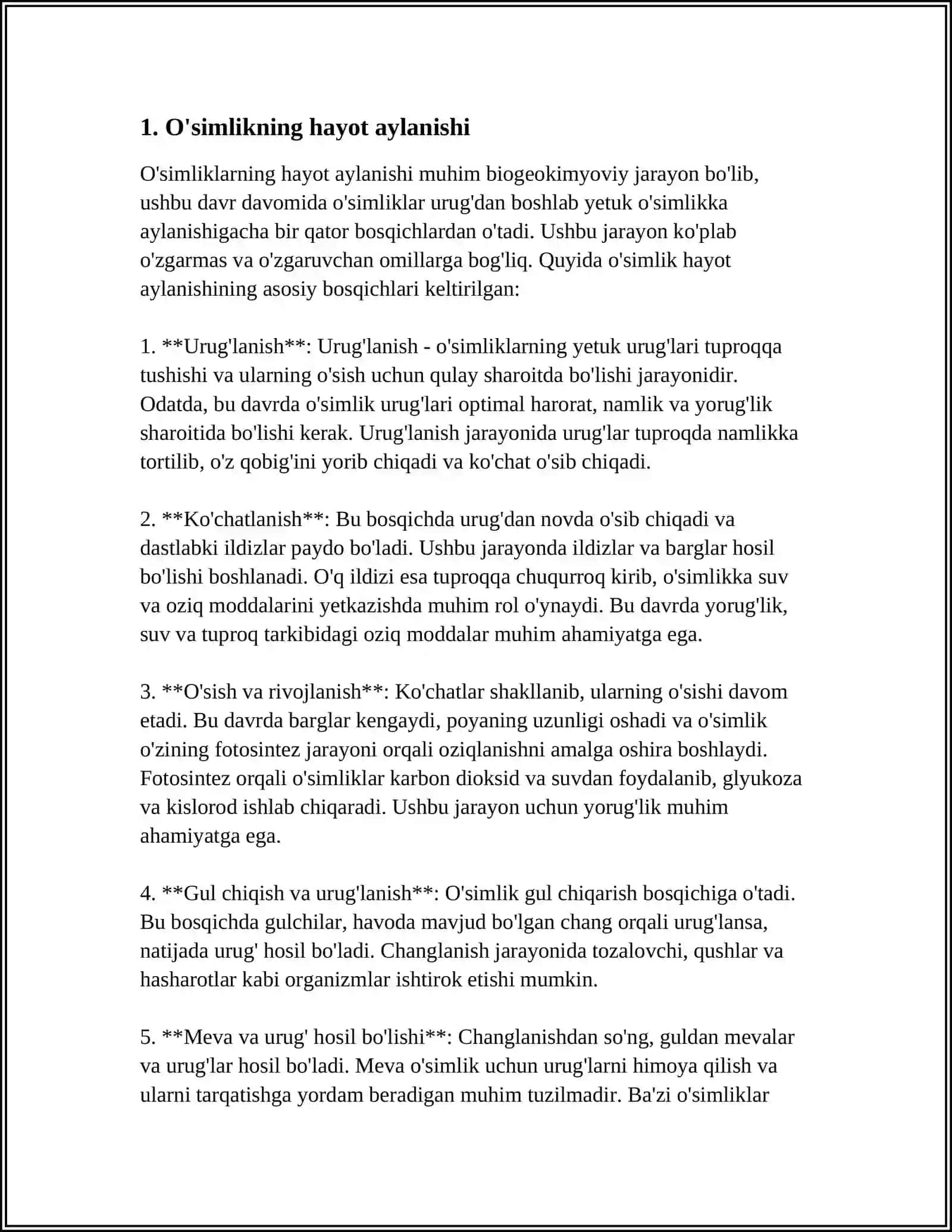O‘SIMLIKLARNING GULLASH DAVRI,CHANGLANISH,URUG’LANISHINI O’RGANISH 3