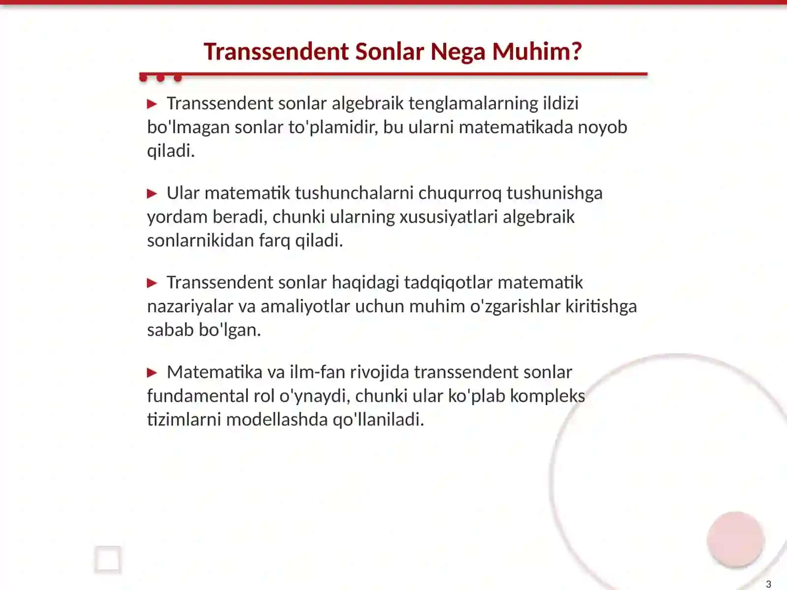 Transsendent Sonlar Toʻplamining Sanoqsizligi 3