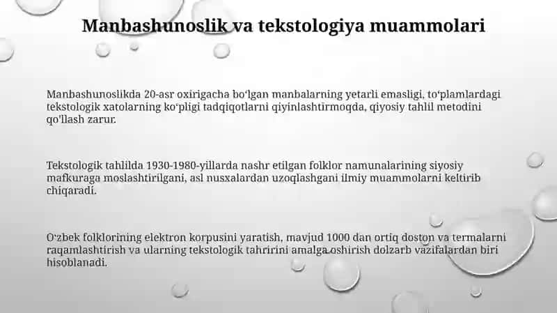 Mustaqillik davrida Ozbek xalq oğzaki ijodini organishning yetakchi masalalari 3