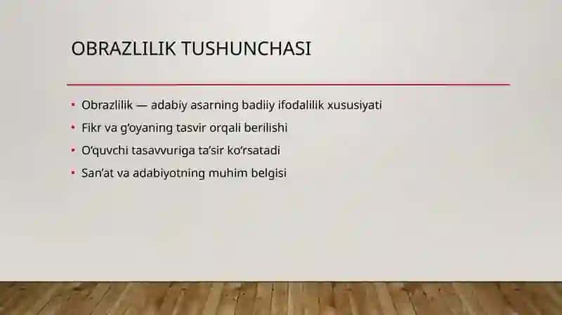"Obrazlilik va badiiy obraz" taqdimot (slayd) 3