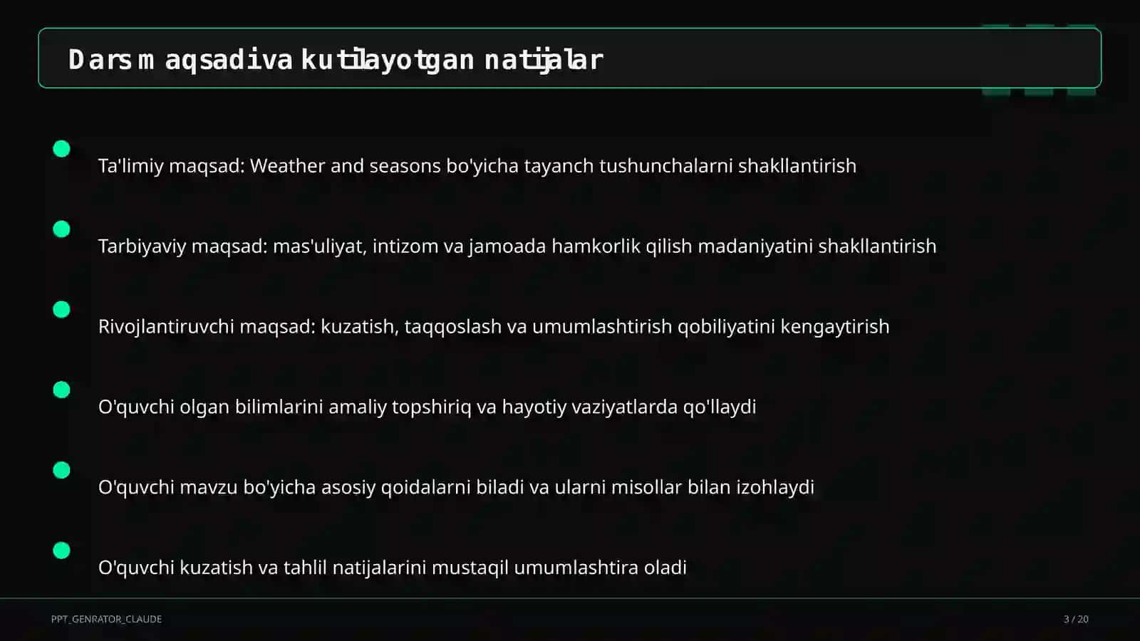 Weather and seasons (4-sinf) Ingliz tili (1-11) — o'quvchilar uchun 3