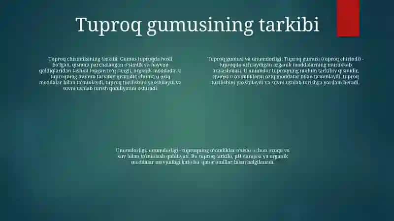 Tuproq Gumusi Va Unumdorligi 3