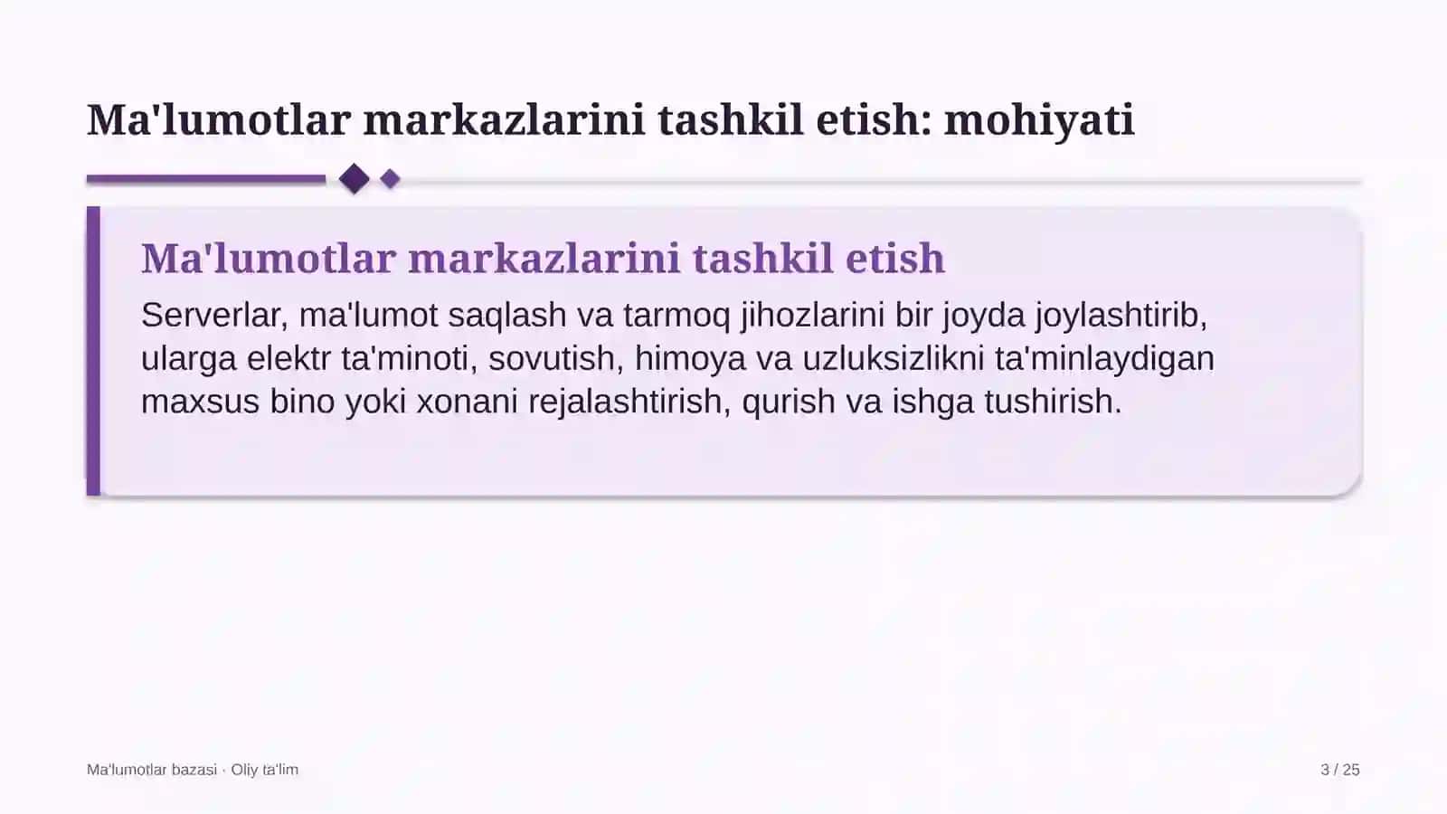 ekologiya sohasida ma'lumotlar markazlarini tashkil etish 7807 3