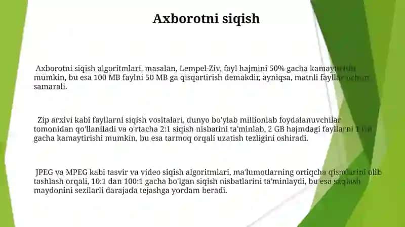 Axborot tushunchasi. Axborotning o'lchov birliklari 3