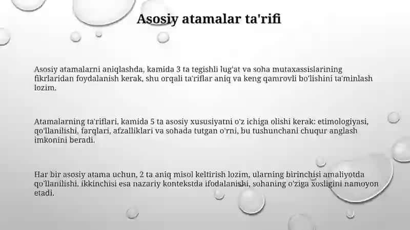 "Mutaxassisligim haqida" mikromavzu to'g'risida terminologik glossariy 3