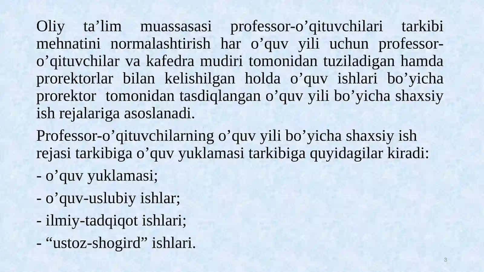 OLIY TA’LIM TIZIMIDA KREDIT-MODUL TIZIMI VAQT ME’YORLARI 3